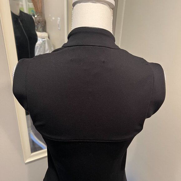 As U Wish Black Faux Leather Trimmed Bodycon Zip Front Ponte Dress, Size 4 - Picture 13 of 16